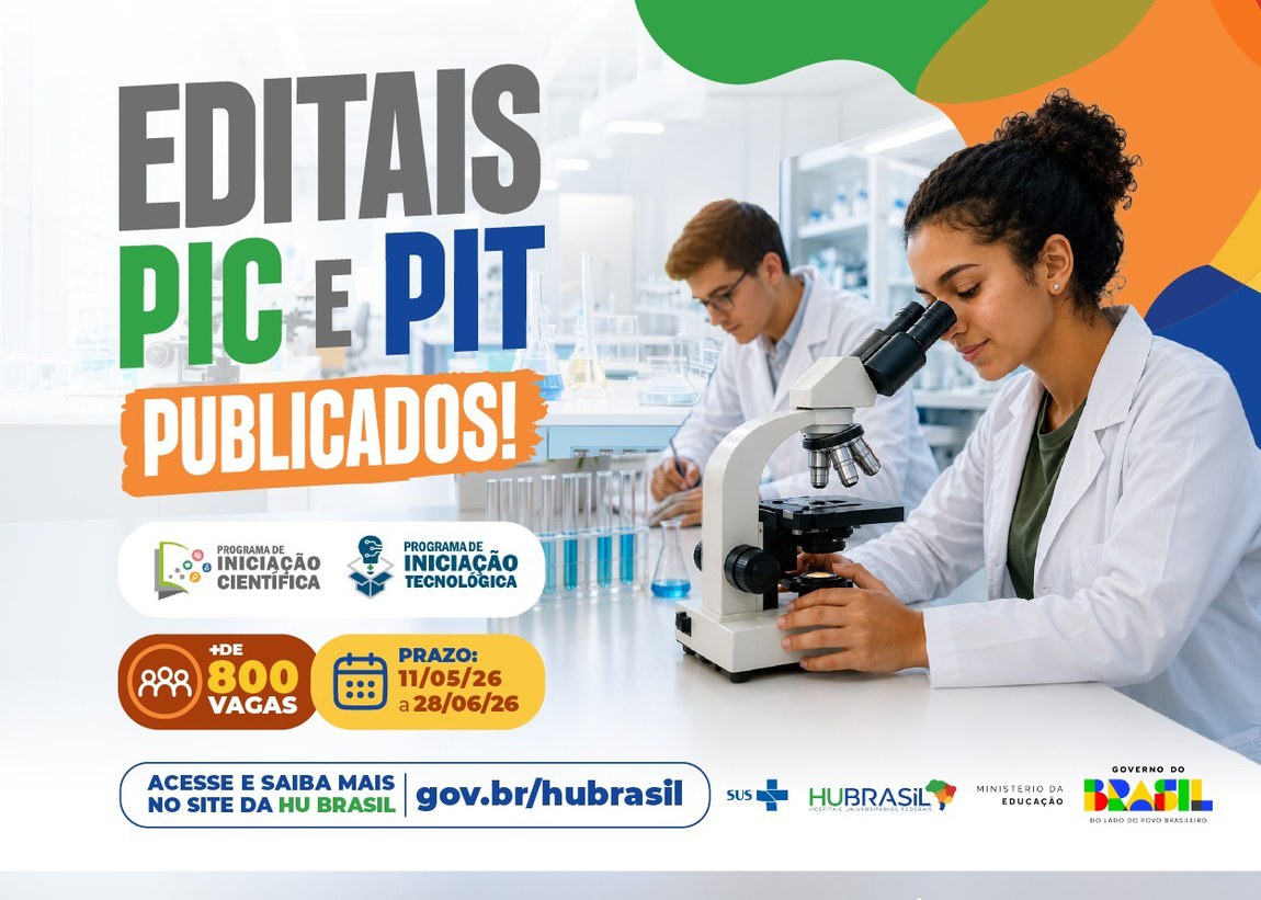 Abertas as inscrições para os Programas de Iniciação Científica e Tecnológica dos hospitais da Rede HU Brasil