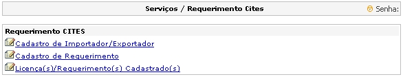 Menu Requerimento CITES