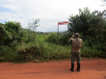 Marco topográfico do empreendimento, que indica proposta de local de traçado para a linha de transmissão