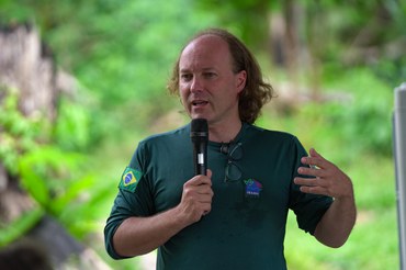 Presidente do Ibama, Rodrigo Agostinho, durante o evento de inauguração