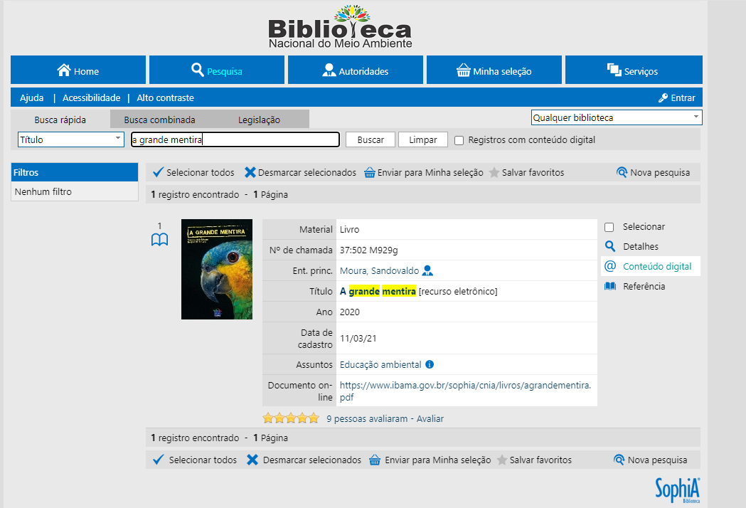 Imagem da tela principal de acesso da biblioteca digital