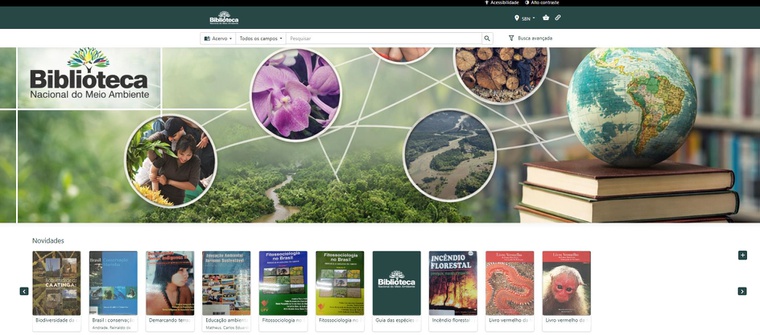 Tela principal da Biblioteca Nacional do Meio Ambiente