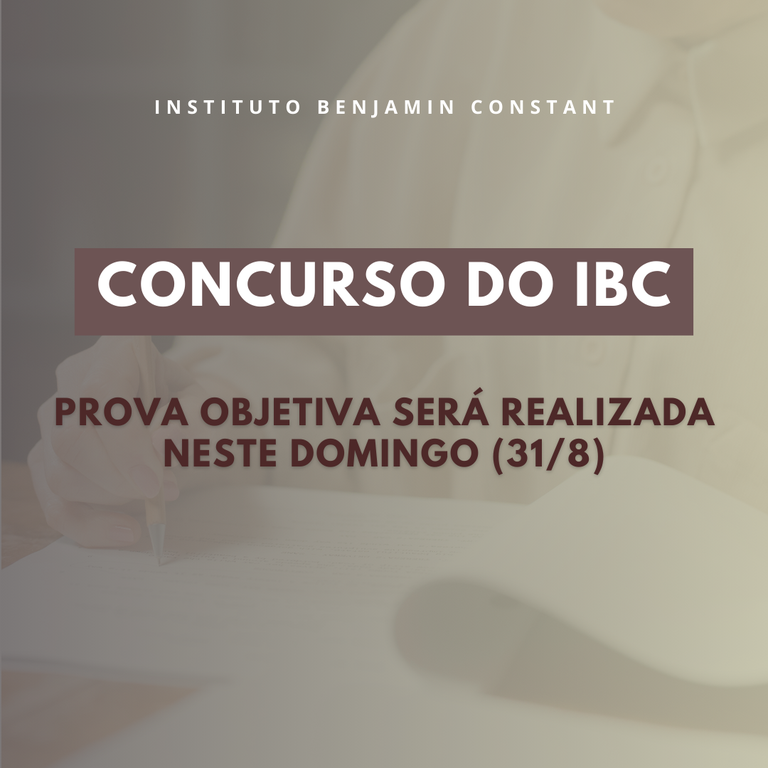 Concurso IBC: Prova objetiva será realizada neste domingo (31/8)