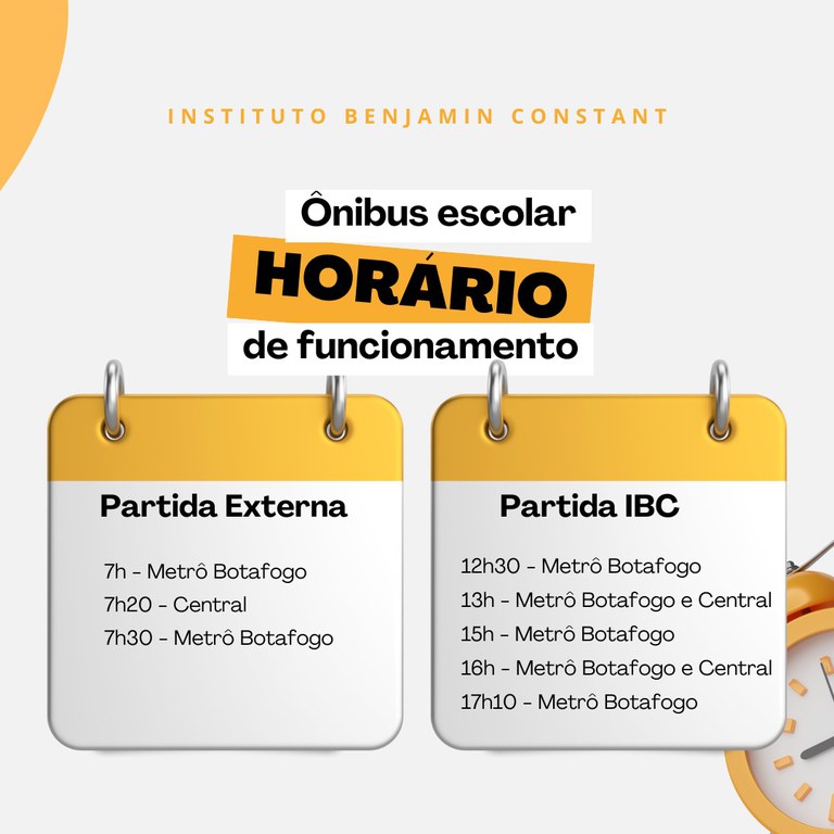 Card do horário de funcionamento do ônibus escolar - 2025