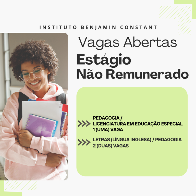 Estágio curricular obrigatório (não remunerado) em Letras, Pedagogia, ou Licenciatura em Educação Especial
