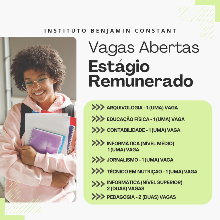 Estágio remunerado: 10 vagas em diversas áreas