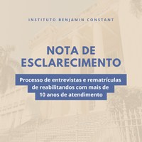 NOTA OFICIAL – DIVISÃO DE REABILITAÇÃO