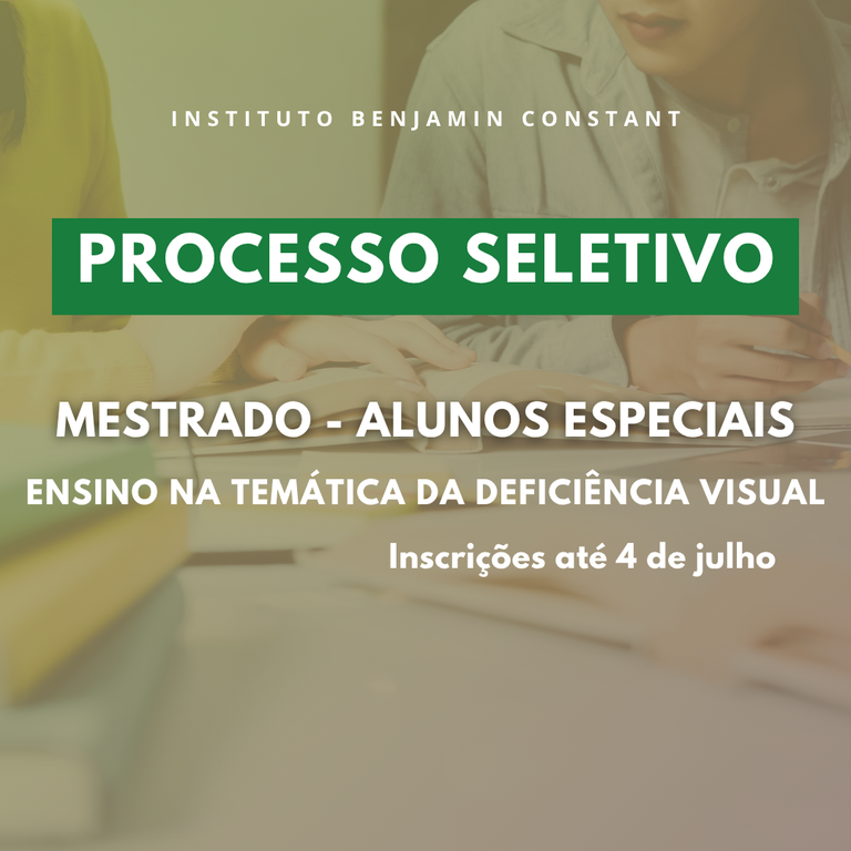 Seleção para alunos especiais: inscrições abertas