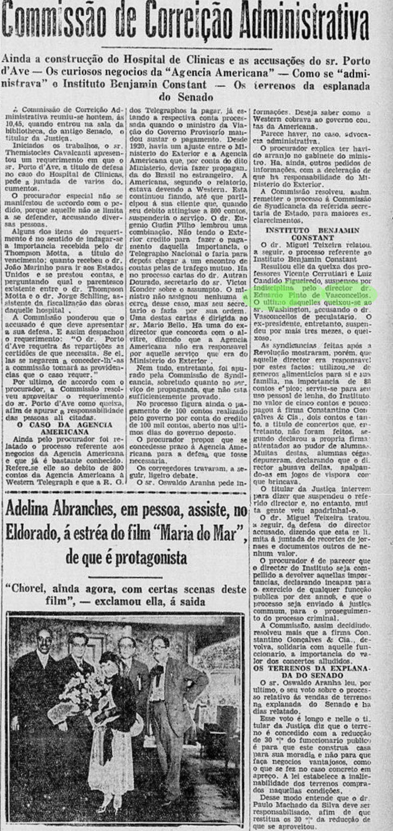 Foto da página de Eduardo Pinto - reportagem do Diário Carioca