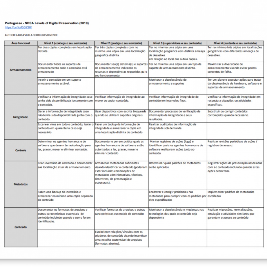 Matriz dos Níveis de Preservação Digital de 2019 é traduzida para o português pelo grupo de pesquisa DRÍADE, do Ibict .jpeg