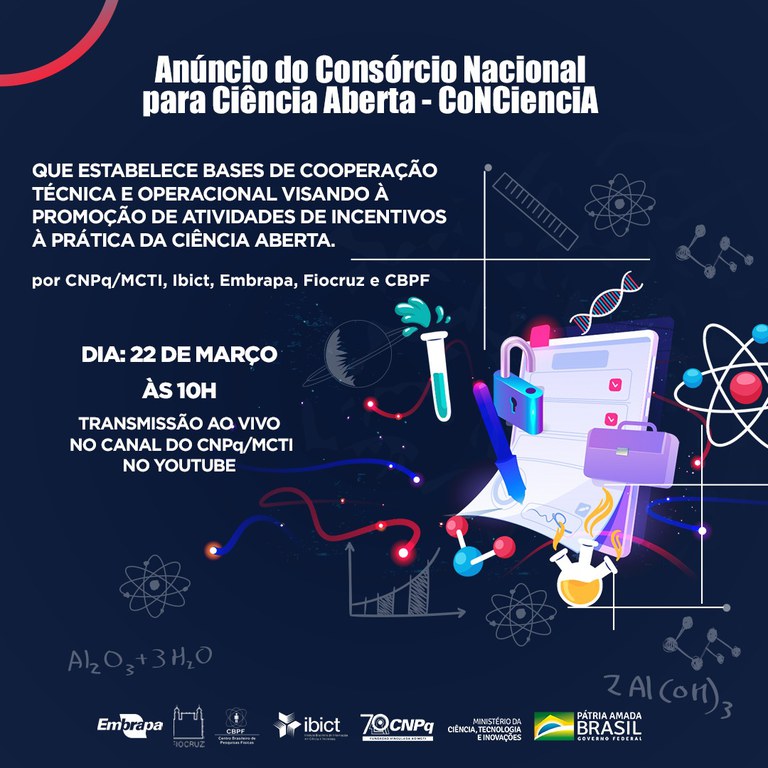 IMG- Consórcio Nacional Para Ciência Aberta - CoNCienciA será lançado em live