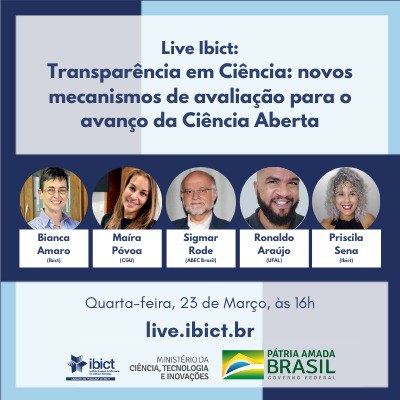 IMG -  Ibict realiza live “Transparência em Ciência e novos mecanismos de avaliação para o avanço da Ciência Aberta"