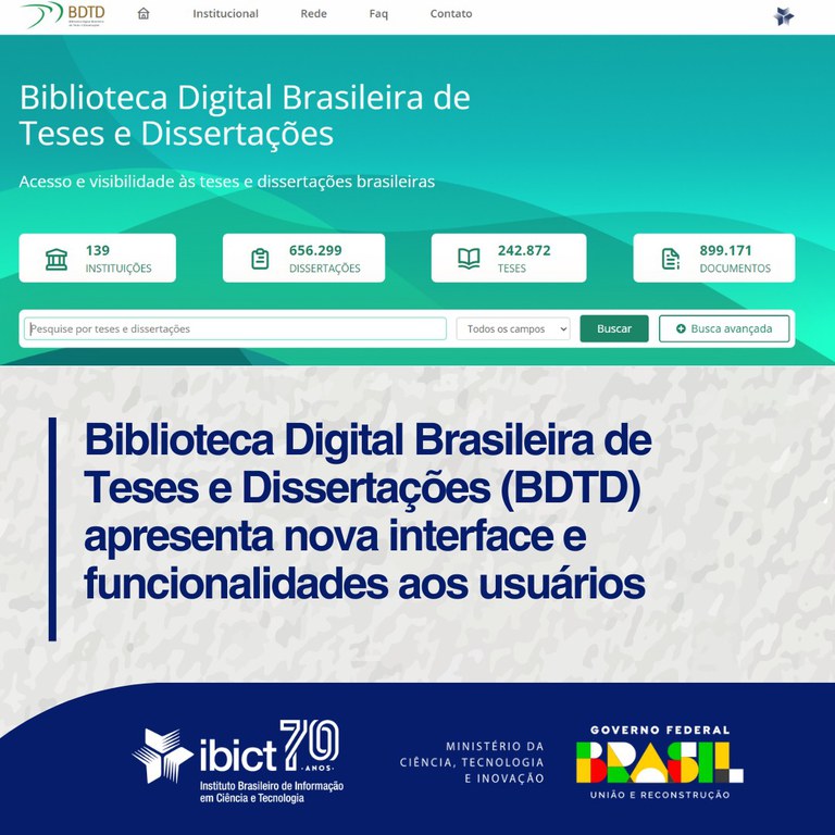 IMG - Biblioteca Digital Brasileira de Teses e Dissertações (BDTD) apresenta nova interface e funcionalidades aos usuários