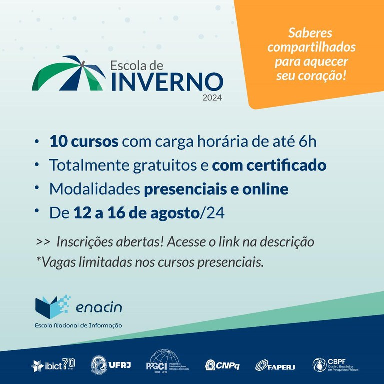 As inscrições para a Escola de Inverno do Ibict já estão abertas
