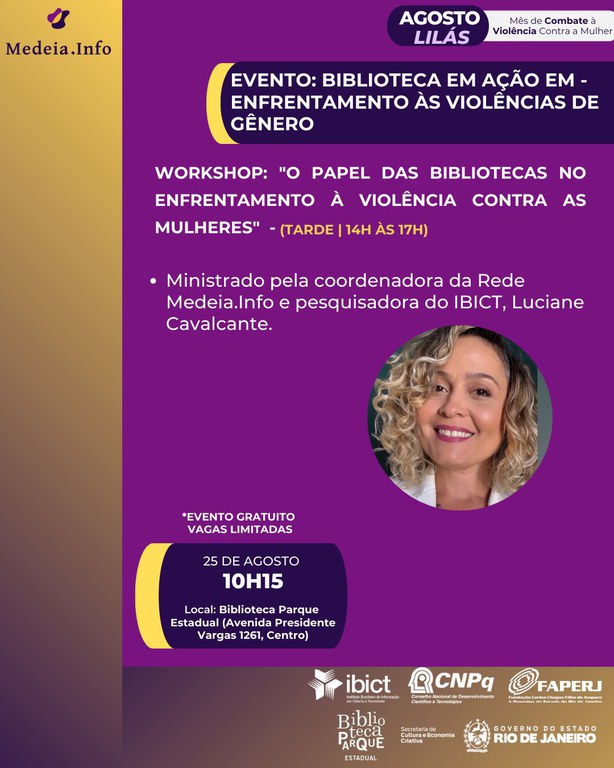 Mês de Agosto Lilás: Biblioteca Parque Estadual do Rio promove ações de combate à violência contra as mulheres