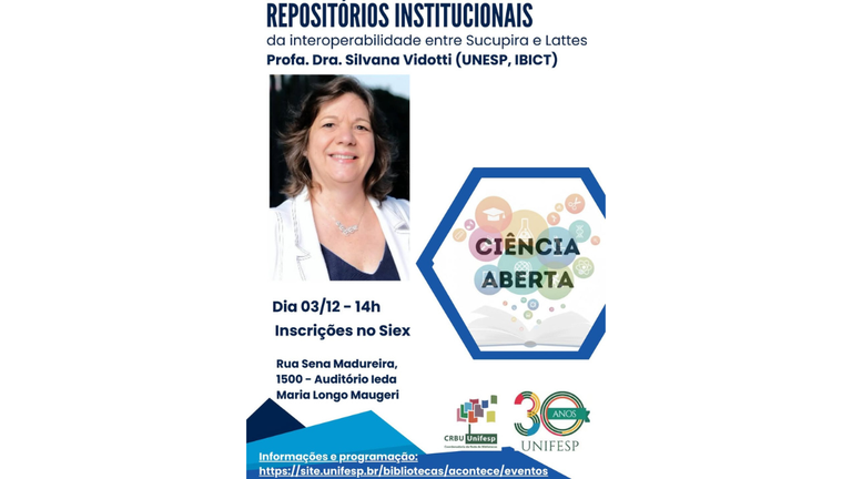 IMG - Pesquisadora do Ibict realiza palestra sobre repositórios institucionais em evento da Unifesp