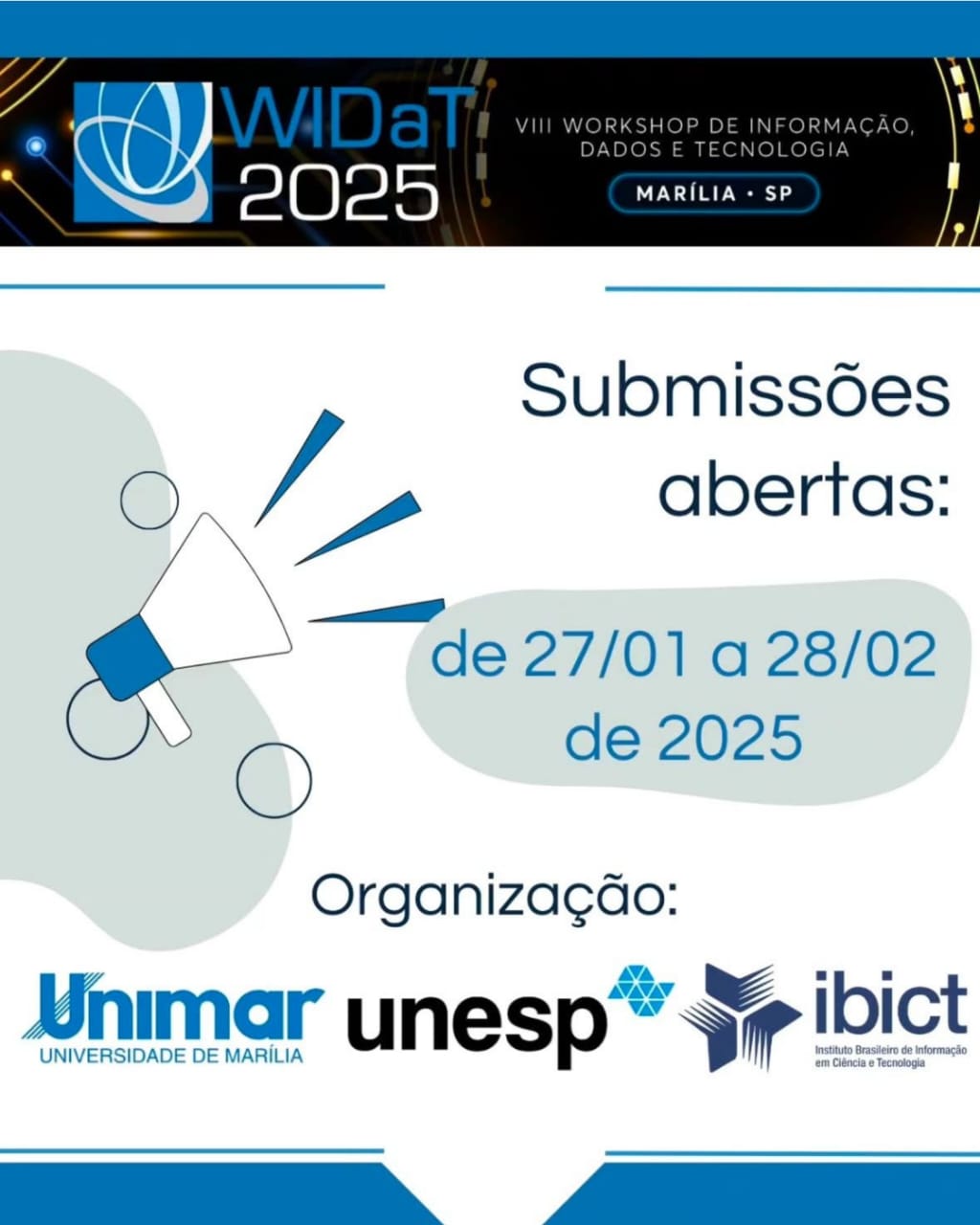 IMG -  WIDaT 2025 divulga chamada para submissão de trabalhos