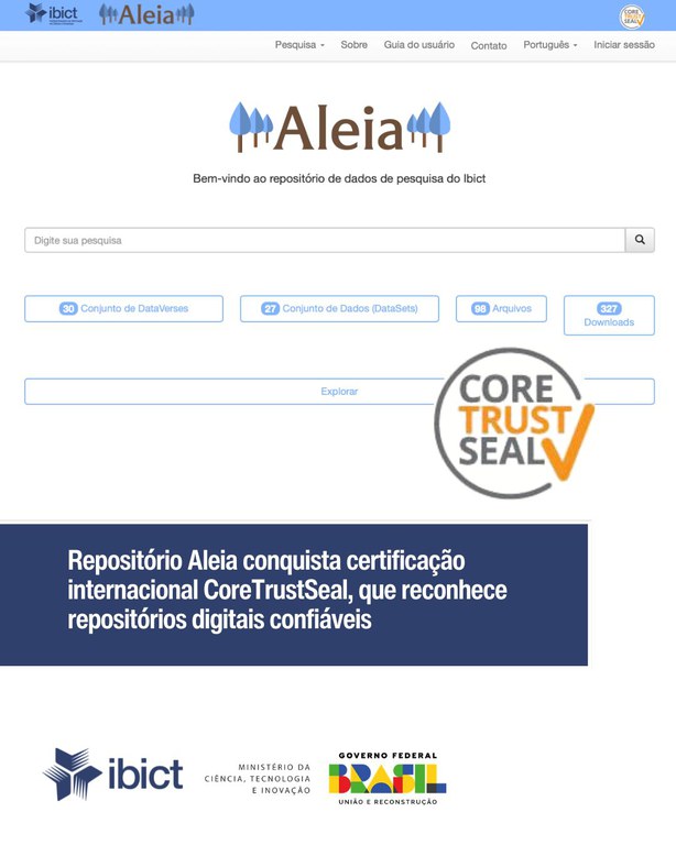 IMG -  Repositório Aleia conquista certificação internacional CoreTrustSeal, que reconhece repositórios digitais confiáveis