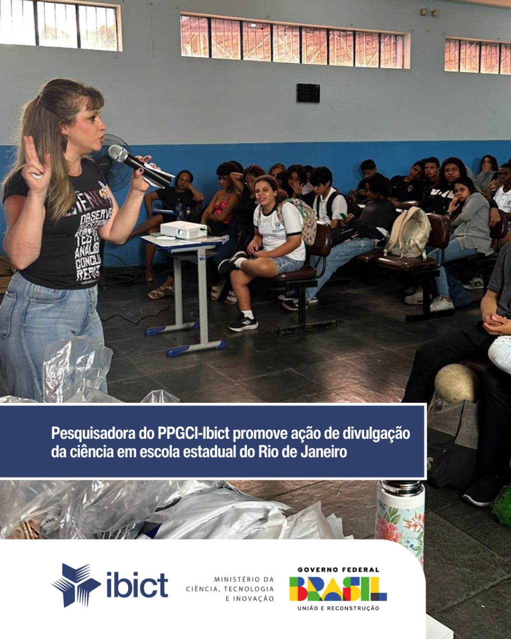 Pesquisadora do PPGCI-Ibict promove ação de divulgação da ciência em escola estadual do Rio de Janeiro