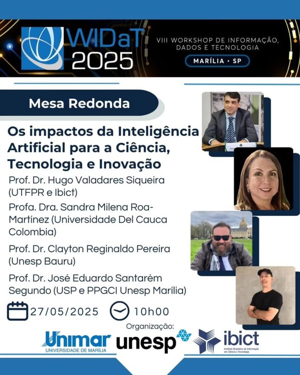 Coordenador-geral de Tecnologias de Informação e Informática do Ibict participará de mesa-redonda no WIDaT 2025