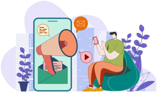 Imagem celular com icone de megafone