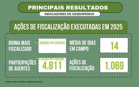 Principais resultados relacionados a ações de fiscalização em 2025