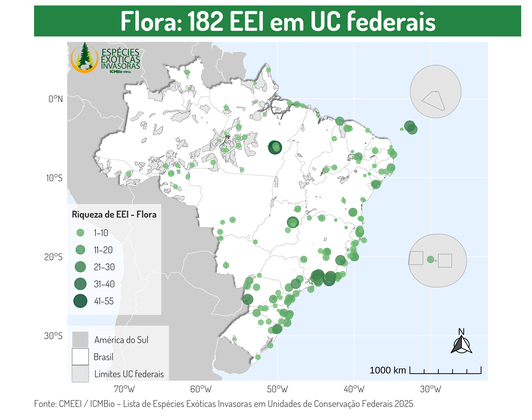 Distribuição de EEI em UC federais (flora)