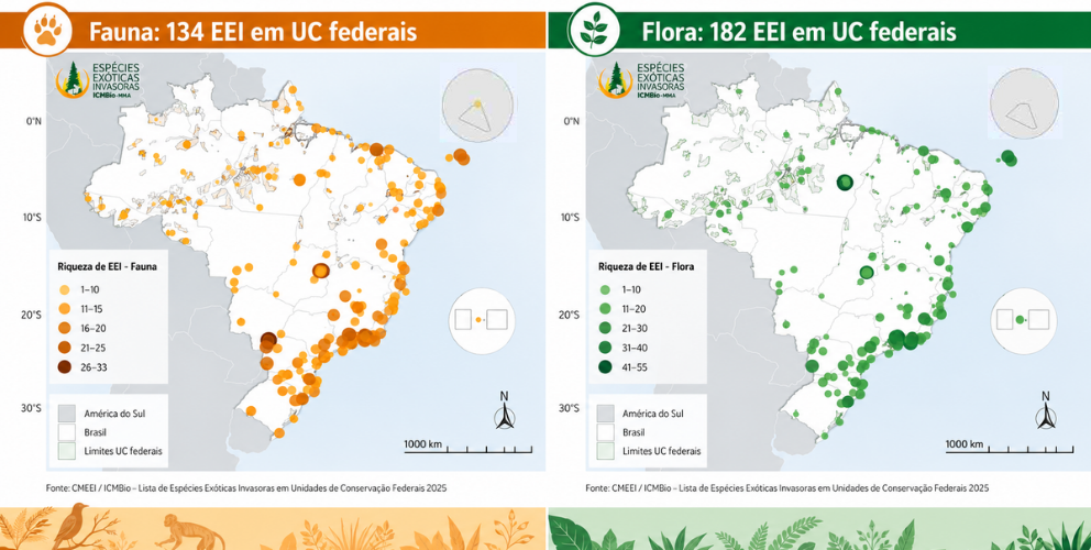 Mapa de Distribuição de Riqueza de EEI de fauna e flora