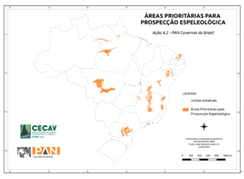 Mapa de áreas prioritárias para prospecção espeleológica