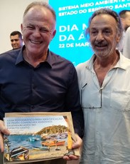 Joca Thomé e Renato Casagrande no evento do Dia Mundial da Água.