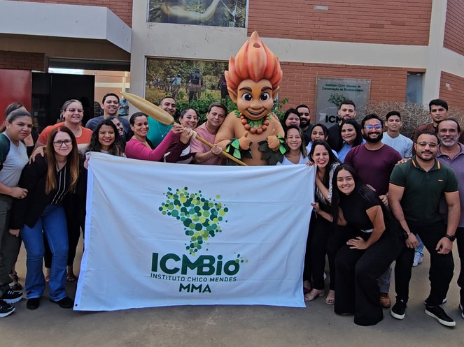 O mascote da COP30, o Curupira, visitou o ICMBio na segunda quinzena de outubro - Foto:Divulgação/ICMBio