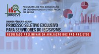 Resultado Preliminar da Avaliação dos Pré-Projetos – Chamada Pública nº 05/2020 PPGEVS