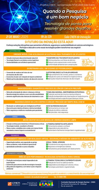 Programação da estande da CNEN no NT2E 2025