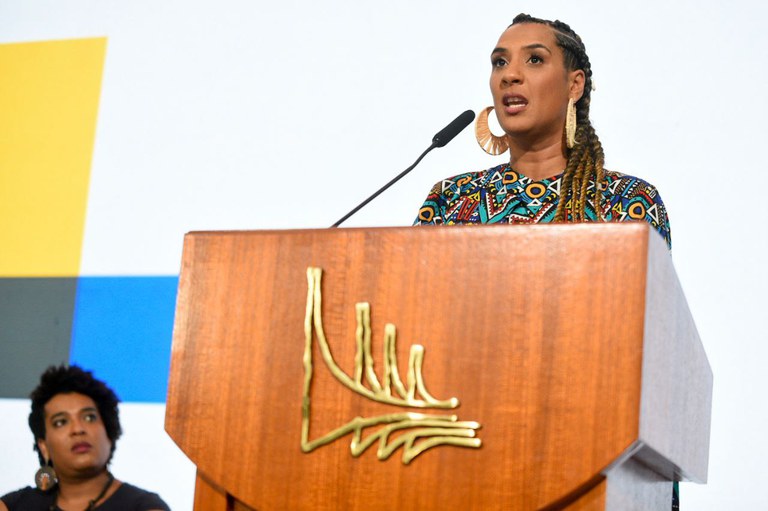 Ministra Anielle Franco faz discurso de posse.