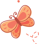 Desenho de uma borboleta laranja voando.