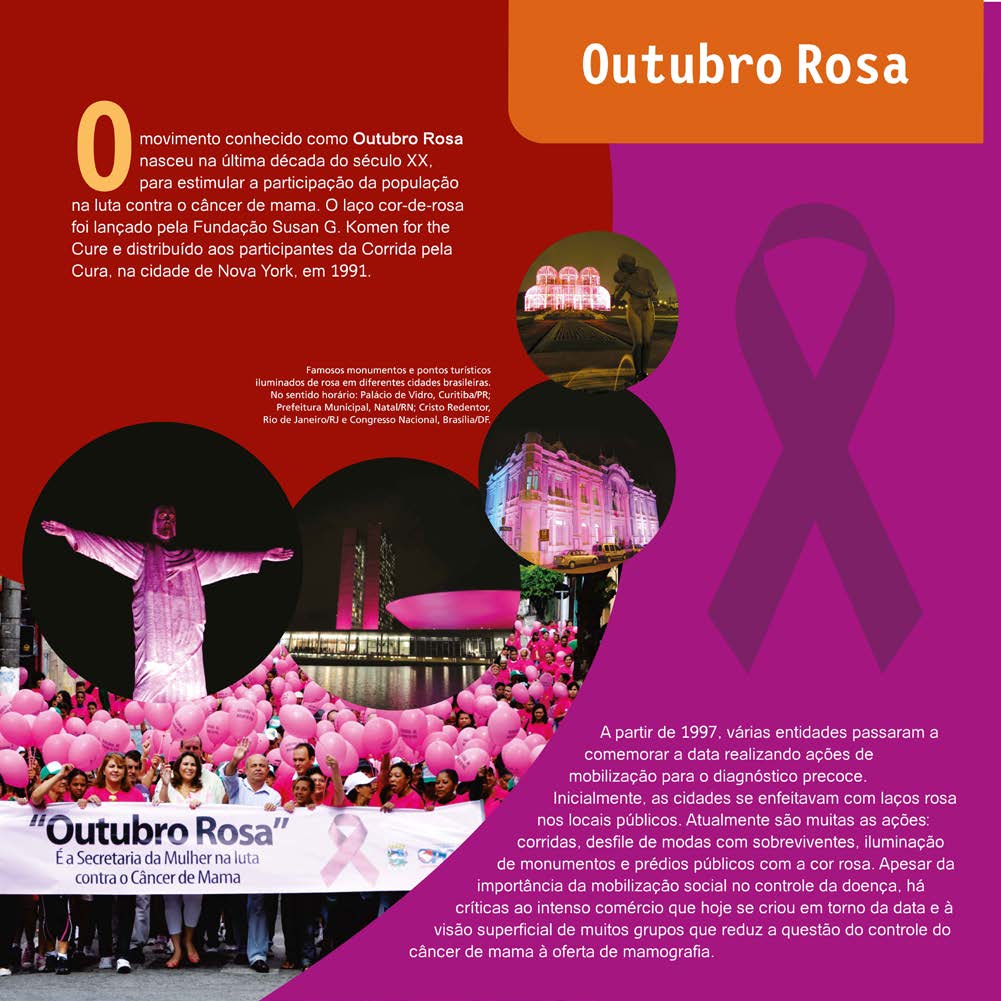 O movimento Outubro Rosa estimula a participação da população na luta contra o câncer de mama.