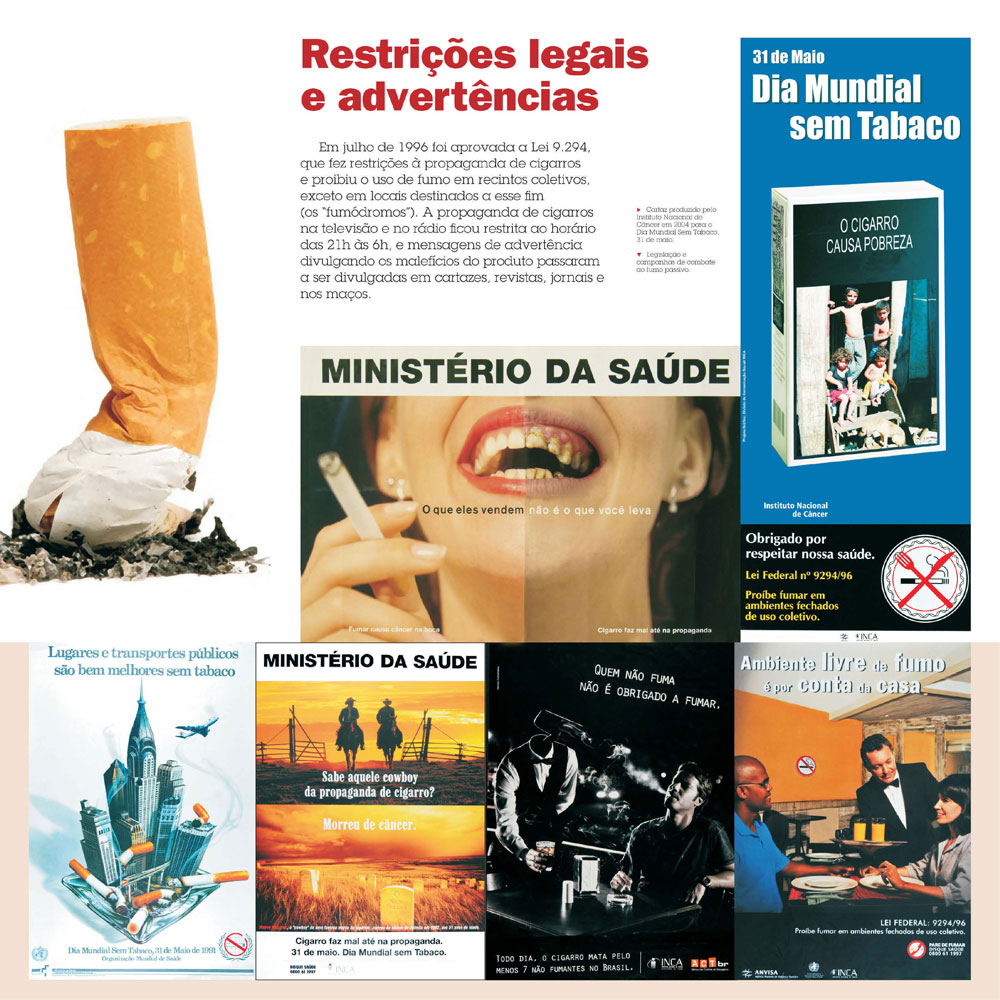 Em julho de 1996 foi aprovada a lei 9.294 que fez restrições a propagandas de cigarros e proibiu o fumo em lugares coletivos, exceto fumódromos.