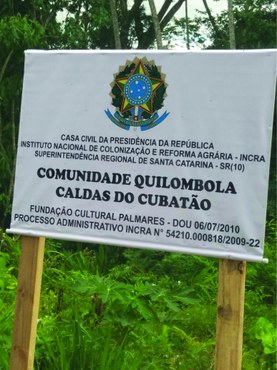 SC: placa território quilombola Caldas do Cubatão