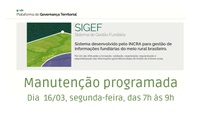 AVISO: Manutenção programada do Sigef no dia 16/03/2026