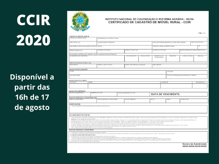 Emissão do CCIR 2020 será liberada