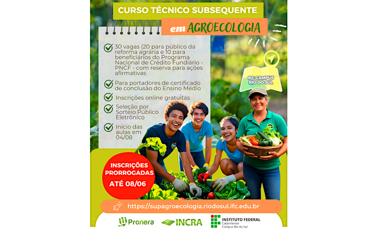 SC_IFC_PRONERA_CURSO TEC AGROECOLOGIA_PRORROGA INSCRIÇÕES_junho2025.png