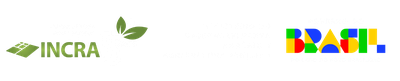 Marcas do Incra 55 Anos, Ministério do Desenvolvimento Agrário e Governo Federal em versão horizontal - fonte colorida e branca - fundo transparente
