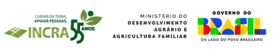 Marcas do Incra 55 Anos, Ministério do Desenvolvimento Agrário e Governo Federal em versão horizontal - fonte verde fundo transparente