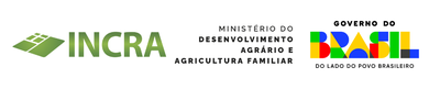 Marcas do Incra, Ministério do Desenvolvimento Agrário e Governo Federal em versão horizontal - letra preta - fundo branco png