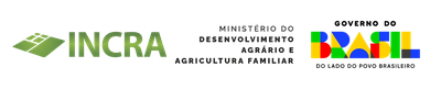 Marcas do Incra, Ministério do Desenvolvimento Agrário e Governo Federal em versão horizontal fonte preta e fundo transparente PNG