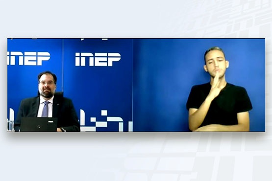 Presidente do Inep, Danilo Dupas, durante o seminário on-line de lançamento do estudo “National Assessment Reform: Core Considerations for Brazil”. Crédito: Reprodução/Ascom Inep.