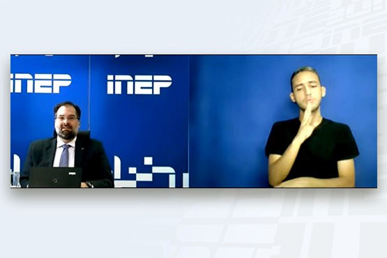 Presidente do Inep, Danilo Dupas, durante o seminário on-line de lançamento do estudo “National Assessment Reform: Core Considerations for Brazil”. Crédito: Reprodução/Ascom Inep.