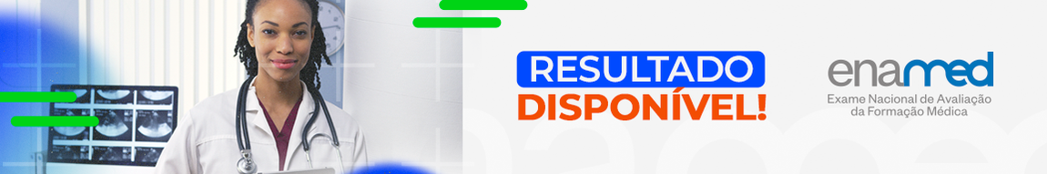 Jovem com jaleco médico. Enamed - Resultado disponível!