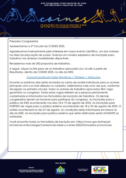2a Circular COINES 2025 p. 1