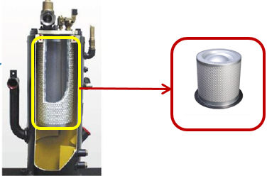 Figura 5 – Separador ar/óleo com elemento separador ar-óleo interno (tipo cesto)